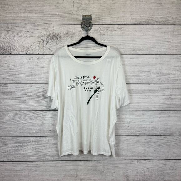 Old Navy Plus Size White Pasta Lover's Graphic Short Sleeve Cotton Tee Size 4X - Picture 1 of 6